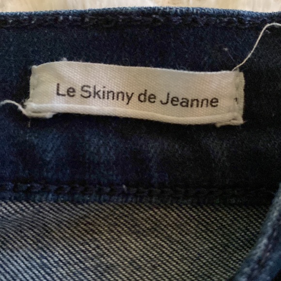 Frame Le Skinny de Jeanne Dark Denim Jeans with Raw Hem - Picture 6 of 8